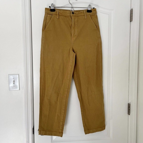 Madewell Classic Straight Leg Crop Pants 28 Mustard Yellow Retro High Rise - Picture 6 of 6